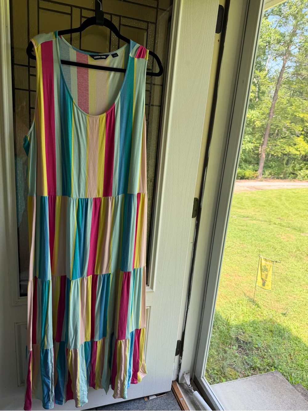 Lands' End Multicolor Striped Tiered Maxi Dress